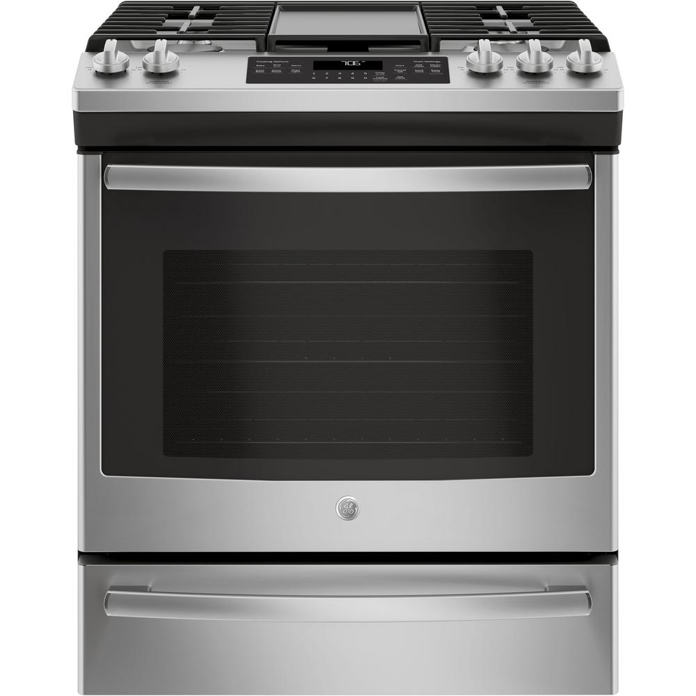 GE Slide-in Gas stove in stainless steel - New 4 Less Appliances