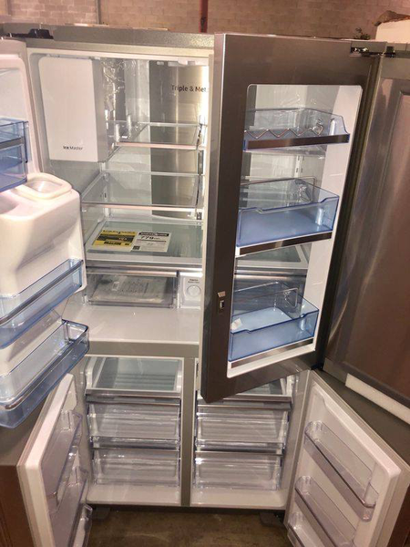 Samsung Show case 4 door refrigerator in stainless steel - New 4 Less Appliances